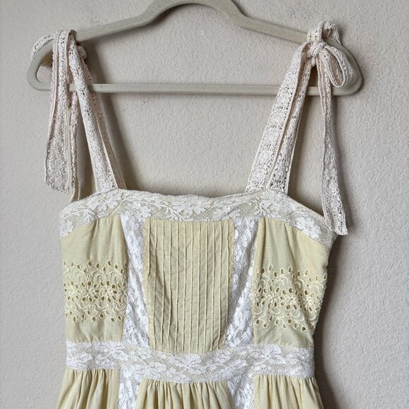 Love Shack Fancy Ayala Lace Eyelet Trim Cottagecore Midi Spring Summer Dress - Picture 2 of 16